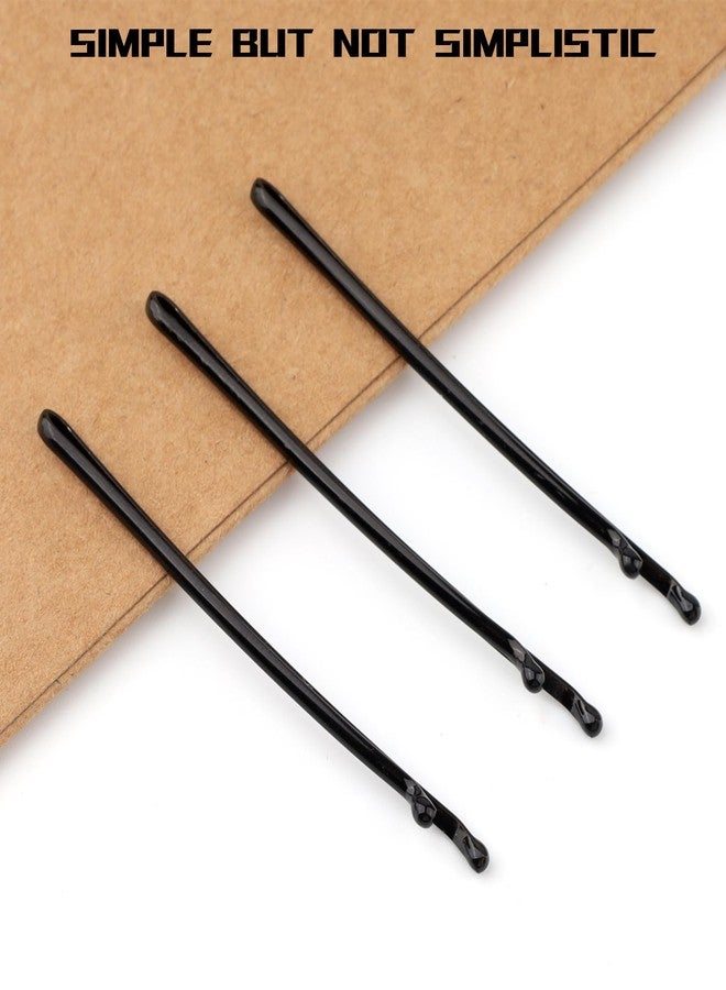 Pretwad 100 PCS Curved Hair Pins for Women - Black Flat Bobby Hairpins with Ball Tips, Elegant Hair Pins, Non-slip Decorative Long Short Women Girls Nickel Free Hairdressing Wedding Accessories - Image 4